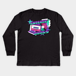 DRUM AND BASS  - 90s Steez (purple/aqua blue) Kids Long Sleeve T-Shirt